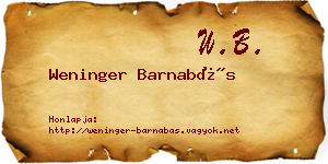 Weninger Barnabás névjegykártya